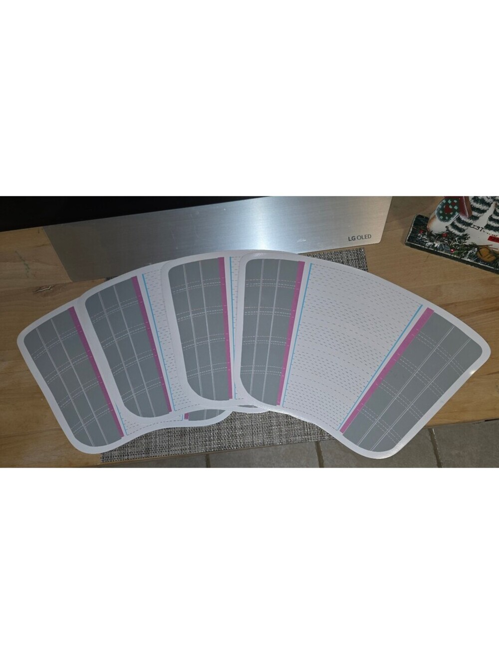 Gray and Pink Rectangular Placemat Set